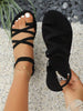 Women Fashionable Flat Sandals, Elegant Solid Color Criss-Cross Design, Charming, Suitable For Various Occasions, Vacation & Beach